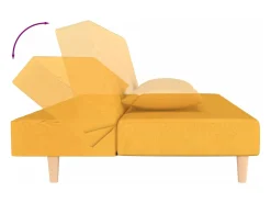 Sofá-cama 2 lugares com duas almofadas tecido amarelo