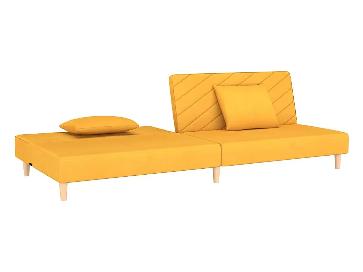 Sofá-cama 2 lugares com duas almofadas tecido amarelo