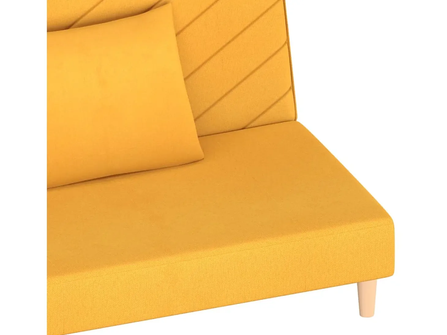 Sofá-cama 2 lugares com duas almofadas tecido amarelo