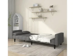 Sofá-cama 2 lugares com duas almofadas tecido cinzento-claro PT254435