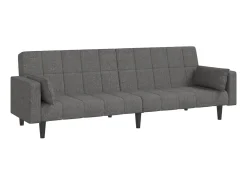 Sofá-cama 2 lugares com duas almofadas tecido cinzento-claro PT254435