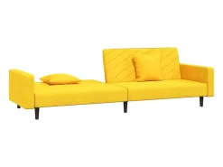 Sofá-cama 2 lugares com duas almofadas veludo amarelo PT447570