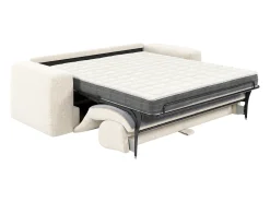 Sofá-cama 3 lugares de abertura rápida em tecido texturizado bege - Colchão 16 cm POGNIA