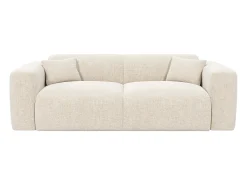 Sofá-cama 3 lugares de abertura rápida em tecido texturizado bege - Colchão 16 cm POGNIA