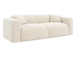 Sofá-cama 3 lugares de abertura rápida em tecido texturizado bege - Colchão 16 cm POGNIA