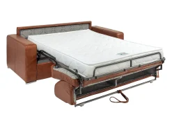Sofá-cama 3 lugares express em couro vintage caramelo 140 cm colchão 14 cm CALITO
