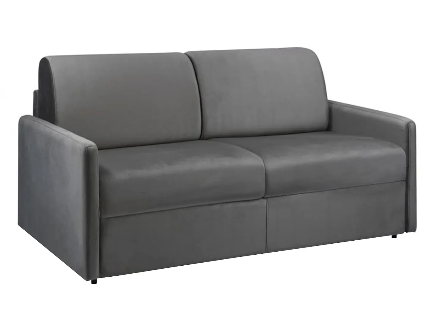 Sofá-cama abertura rápida 3 lug. colchão de 14cm veludo cinza CALIFE