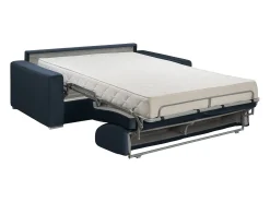 Sofá-cama abertura rápida 2 lugares colchão de 18 cm veludo azul CALITO