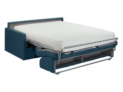 Sofá-cama abertura rápida 4 lugares colchão de 22 cm veludo azul CALIFE