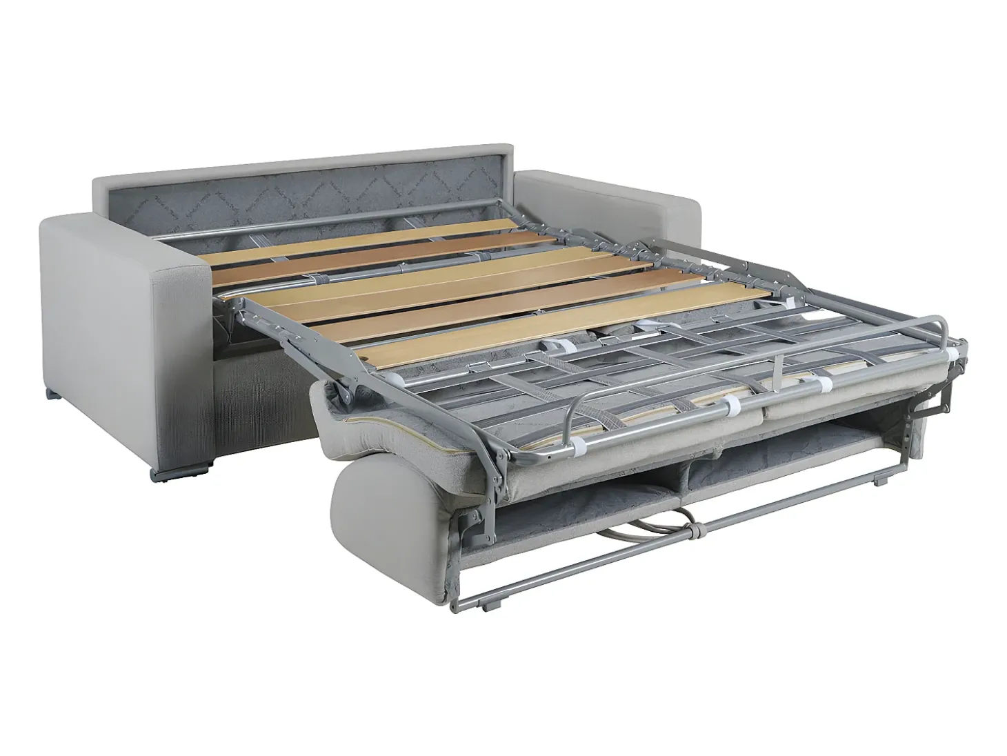 Sofá-cama abertura rápida 2 lug. colchão de 14cm veludo cinzento CALITO