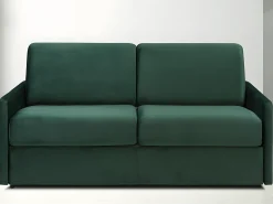 Sofá-cama abertura rápida 3 lug. veludo verde abeto CALIFE