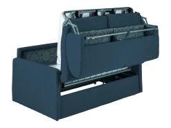 Sofá-cama abertura rápida 2 lug. colchão de 22cm veludo azul CALIFE