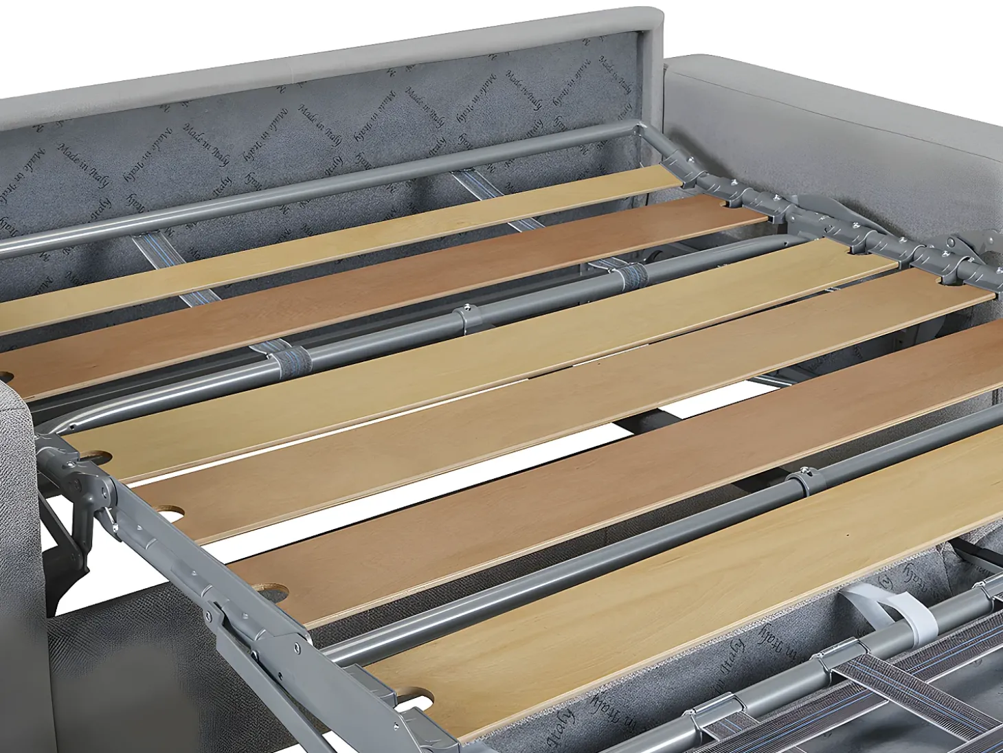 Sofá-cama abertura rápida 2 lug. colchão de 18cm veludo cinzento CALITO