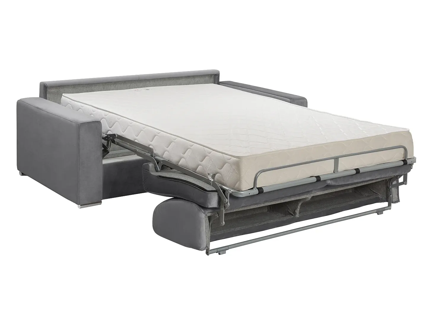 Sofá-cama abertura rápida 2 lug. colchão de 18cm veludo cinzento CALITO