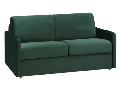 Sofá-cama abertura rápida 2 lug. colchão de 18cm veludo verde CALIFE
