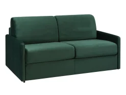 Sofá-cama abertura rápida 4 lug. colchão de 14cm veludo verde CALIFE