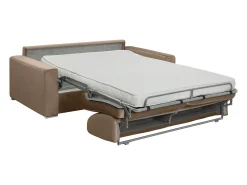 Sofá-cama abertura rápida 2 lugares colchão 14 cm veludo bege CALITO