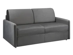 Sofá-cama abertura rápida 3 lug. colchão de 22cm veludo cinzento CALIFE