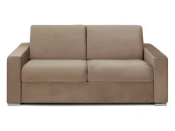 Sofá-cama abertura rápida 3 lug. colchão de 22 cm veludo bege CALITO