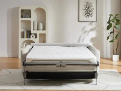 Sofá-cama abertura rápida 3 lugares tecido bege SOVANIA
