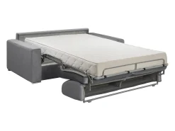 Sofá-cama abertura rápida 4 lug. colchão de 18cm veludo cinzento CALITO