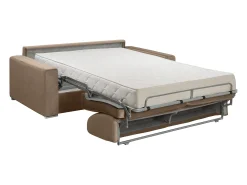 Sofá-cama abertura rápida 4 lugares colchão de 18 cm veludo bege CALITO