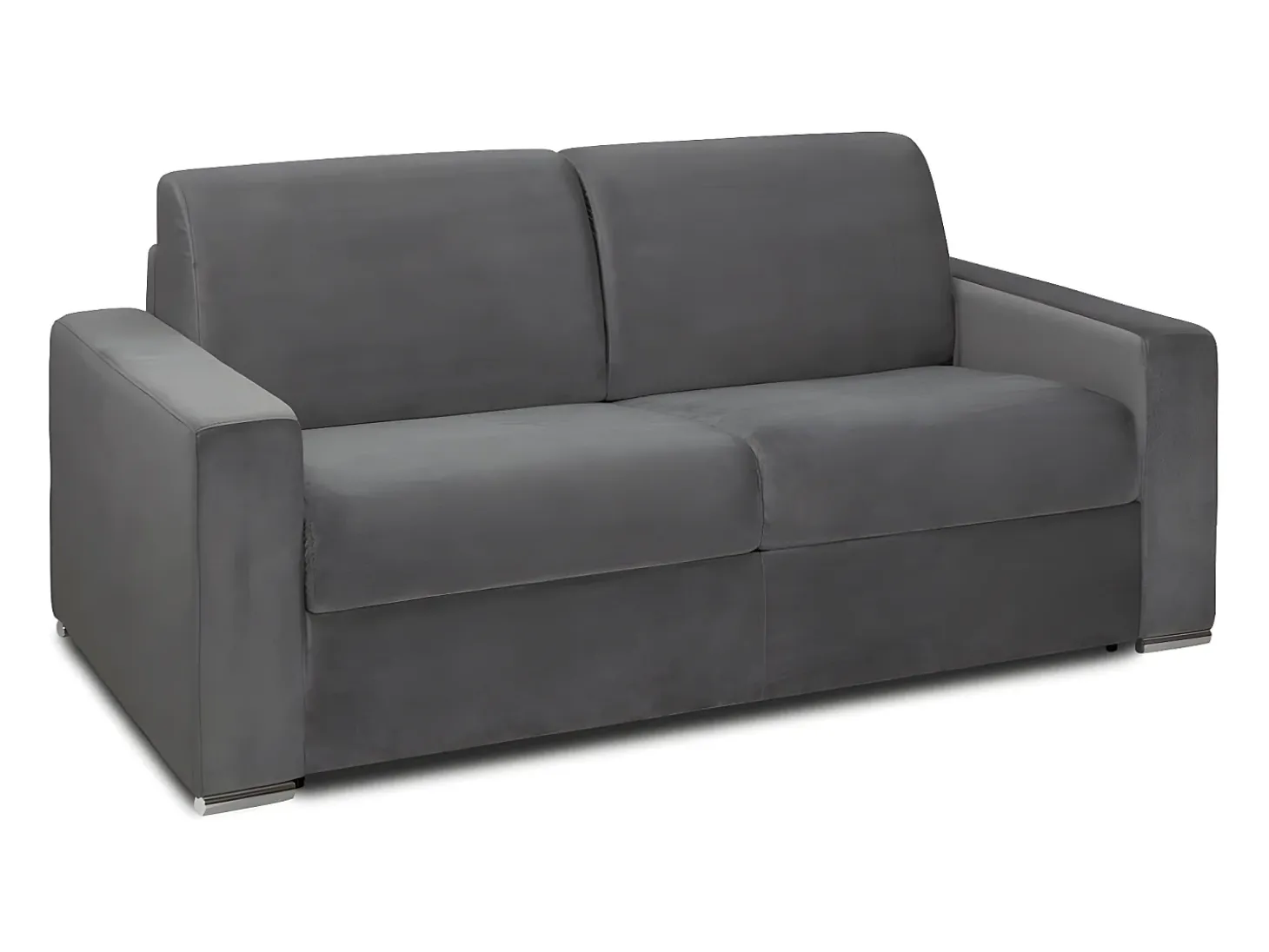Sofá-cama abertura rápida 2 lug. colchão de 22cm veludo cinzento CALITO