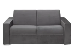 Sofá-cama abertura rápida 2 lug. colchão de 22cm veludo cinzento CALITO