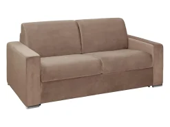 Sofá-cama abertura rápida 2 lug. colchão de 22cm veludo bege CALITO