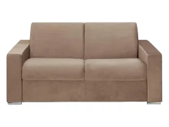 Sofá-cama abertura rápida 2 lug. colchão de 22cm veludo bege CALITO