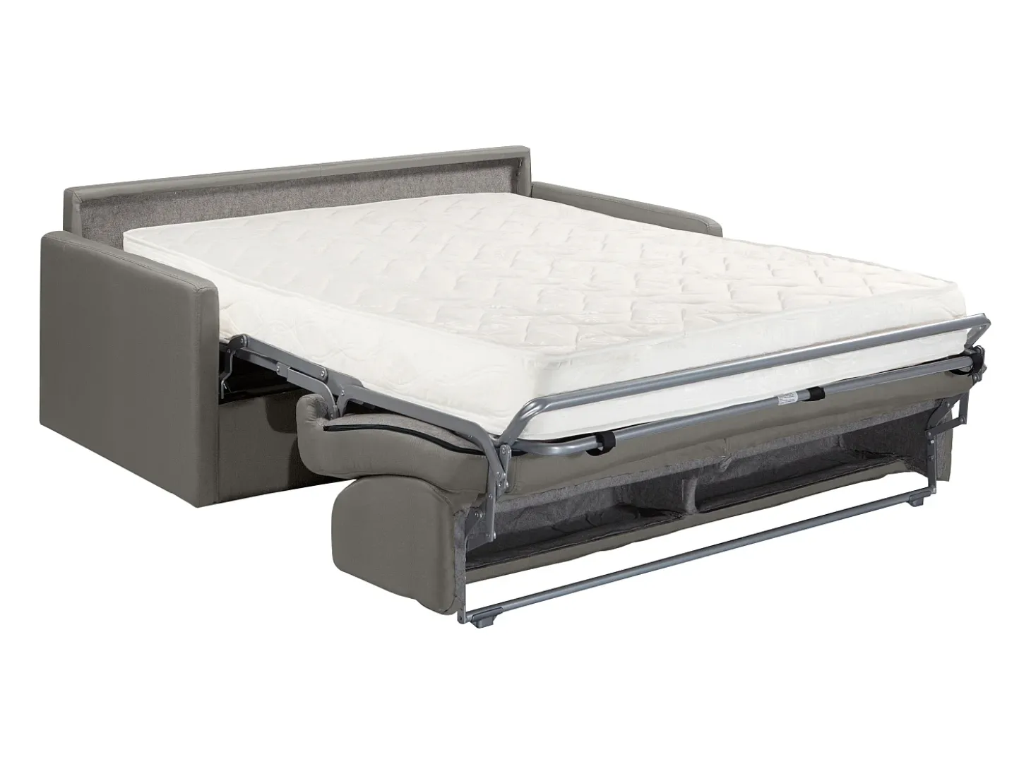 Sofá-cama abertura rápida 2 lug. colchão de 18 cm veludo cinza CALIFE