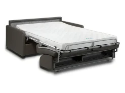 Sofá-cama abertura rápida couro sintético cinza assento com assento de memória de forma 140 cm colchão 14 cm CALIFE
