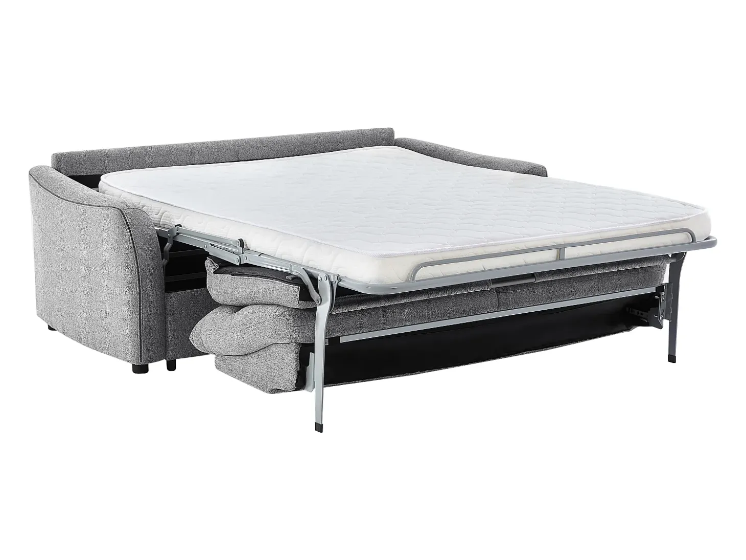 Sofá-cama abertura rápida de 3 lugares tecido cinza SOVANIA