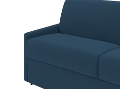 Sofá-cama abertura rápida em tecido azul noite com assento de memória de forma 160 cm colchão 22 cm CALIFE