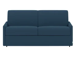 Sofá-cama abertura rápida em tecido azul noite com assento de memória de forma 160 cm colchão 22 cm CALIFE