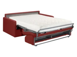 Sofá-cama abertura rápida em tecido vermelho assento memória de forma 120 cm colchão 18 cm CALIFE