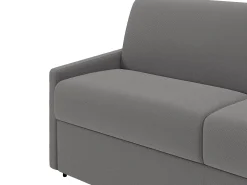 Sofá-cama abertura rápida em tecido cinza claro com assento de memória de forma 120 cm colchão de 22 cm CALIFE