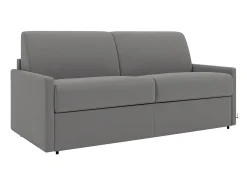Sofá-cama abertura rápida em tecido cinza claro com assento de memória de forma 120 cm colchão de 22 cm CALIFE