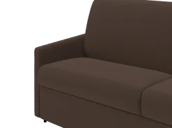 Sofá-cama abertura rápida em tecido castanho com assento de memória de forma 140 cm colchão 14 cm CALIFE