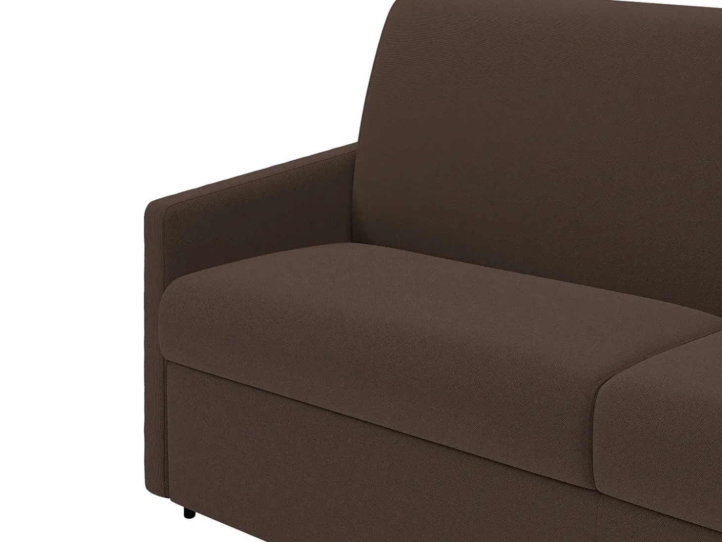 Sofá-cama abertura rápida em tecido castanho com assento de memória de forma 140 cm colchão 14 cm CALIFE