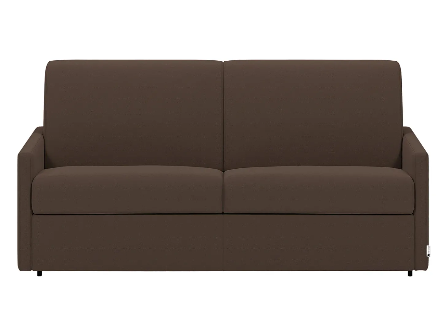 Sofá-cama abertura rápida em tecido castanho com assento de memória de forma 140 cm colchão 14 cm CALIFE