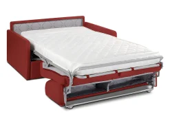 Sofá-cama abertura rápida em tecido vermelho com assento de memória de forma 120 cm colchão 14 cm CALIFE