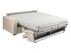 Sofá-cama abertura rápida em tecido bege com assento com assento de memória de forma 160 cm colchão 18 cm VIZIR