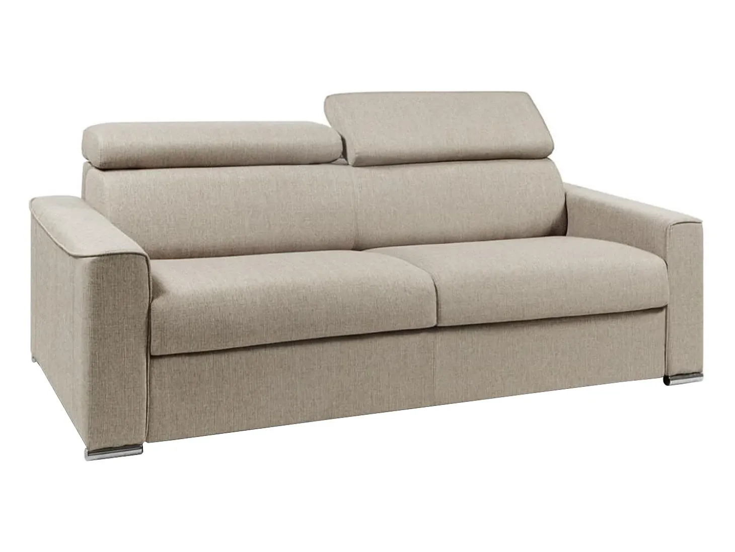 Sofá-cama abertura rápida em tecido bege com assento com assento de memória de forma 160 cm colchão 18 cm VIZIR