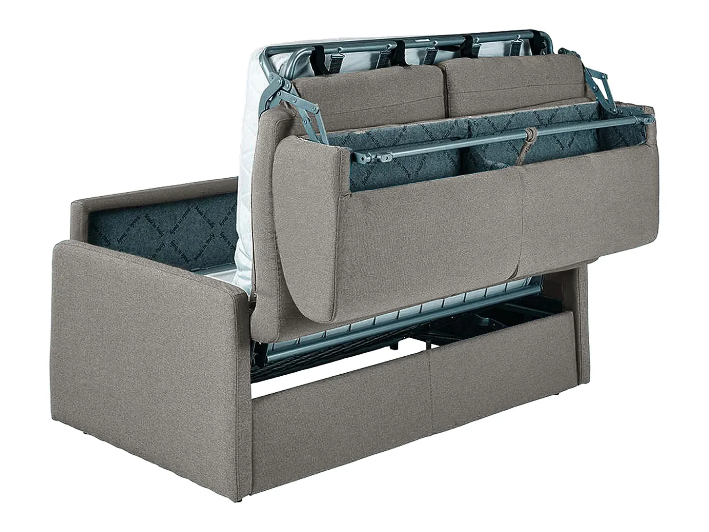 Sofá-cama abertura rápida em tecido cinza claro assento com assento de memória de forma 120 cm colchão 18 cm CALIFE