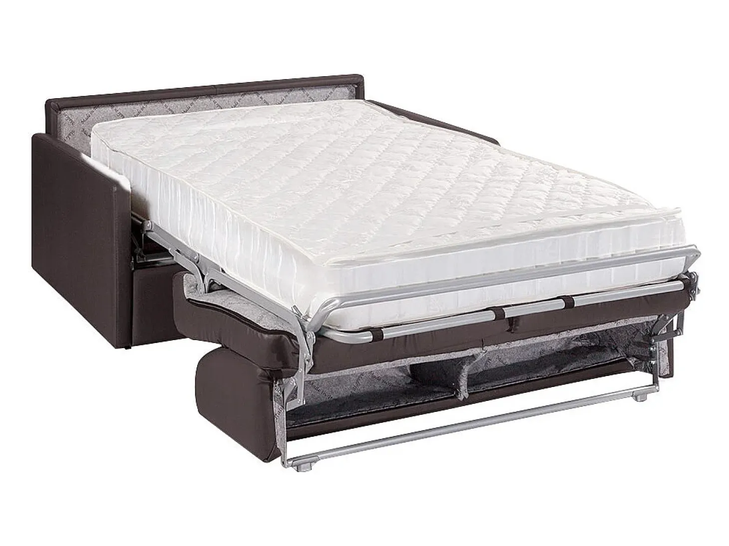 Sofá-cama abertura rápida em símili couro marrom assento com assento de memória de forma 120 cm colchão 22 cm CALIFE