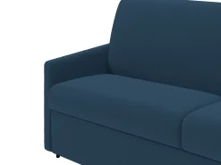 Sofá-cama abertura rápida em tecido azul noite com assento de memória de forma 140 cm colchão 14 cm CALIFE