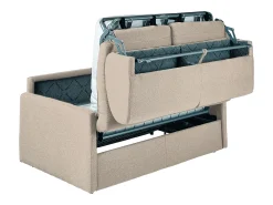 Sofá-cama abertura rápida tecido bege assento com assento de memória de forma 140 cm colchão 14 cm CALIFE