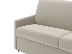 Sofá-cama abertura rápida tecido bege assento com assento de memória de forma 140 cm colchão 14 cm CALIFE