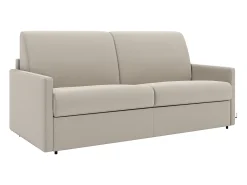 Sofá-cama abertura rápida tecido bege assento com assento de memória de forma 140 cm colchão 14 cm CALIFE